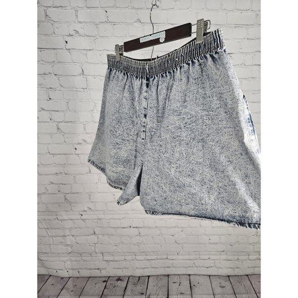 Vtg Boca Chica High Rise Acid Wash Scrunched Elastic Waist Shorts Pockets 18 - Picture 4 of 9